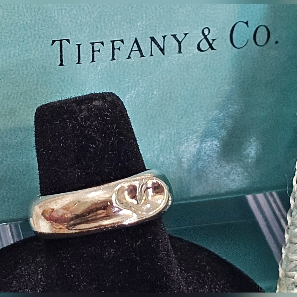 💚Tiffany & Co. Curved Heart Elsa Peretti 925 Silver Vintage Ring SZ 6.25 💍 - Picture 7 of 17